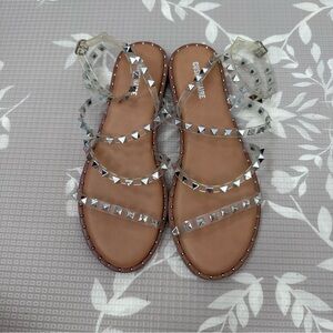 Cushionaire Stylish Clear Studded Strappy Sandals 8.5M